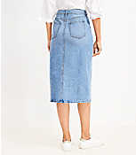 High Waist Denim Midi Skirt in Classic Mid Wash carousel Product Image 3