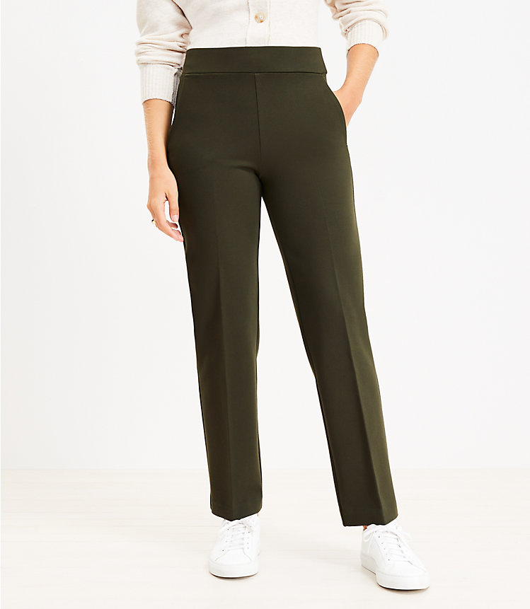 Pull On Straight Pants in Ponte image number null