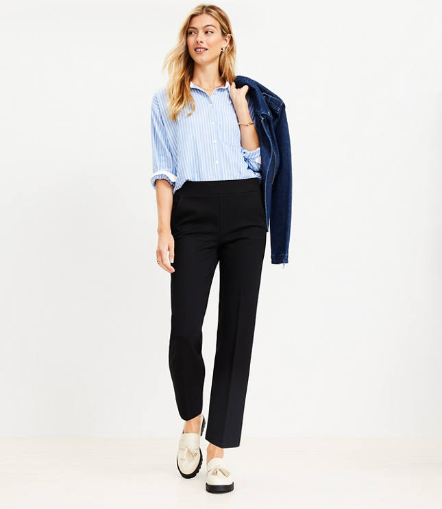 Pull On Straight Pants in Ponte