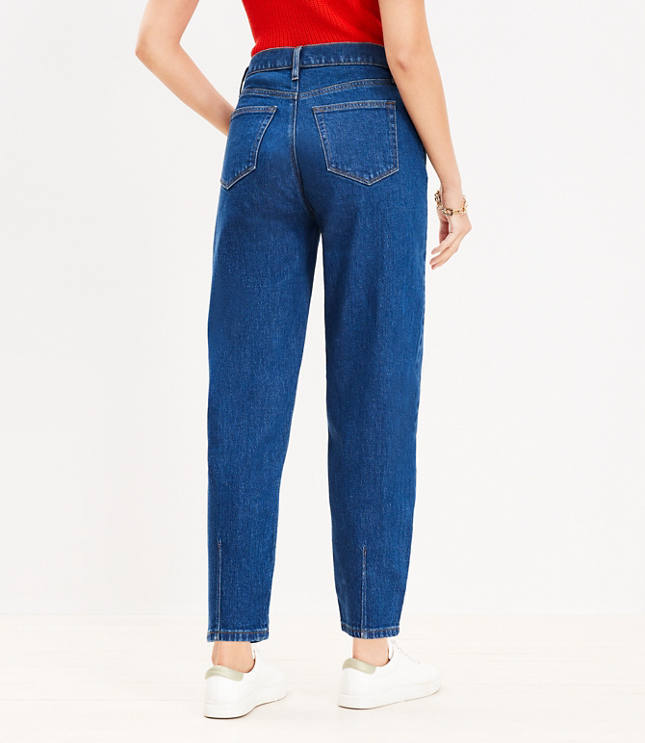 High Rise Barrel Jeans in Dark Wash
