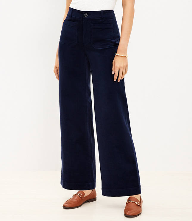 Halara Women's Large Petite Navy Blue Corduroy Pants New NWT