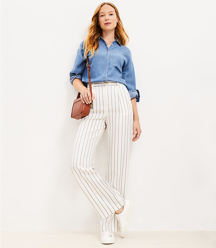 Emory Wide Leg Trousers in Stripe image number 1
