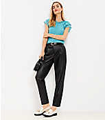 Pleated Tapered Pants in Faux Leather carousel Product Image 2