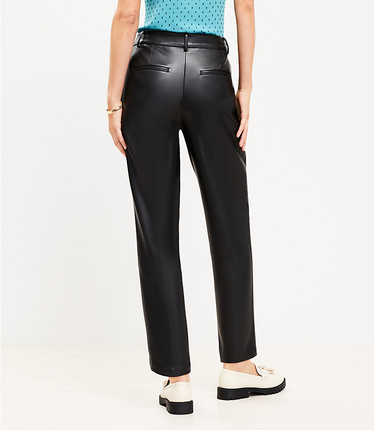 Pleated Tapered Pants in Faux Leather image number 2