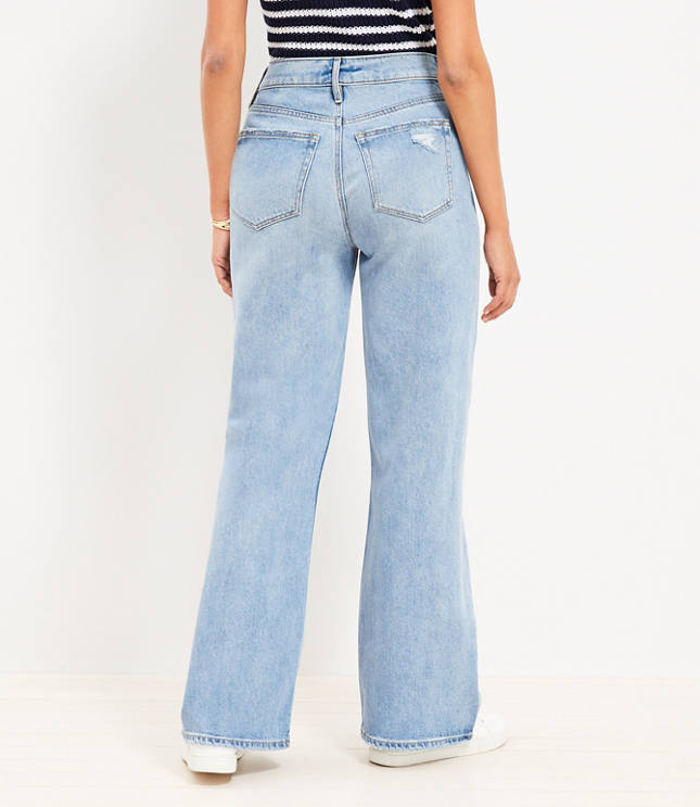 Petite Curvy High Rise Wide Leg Jeans in Light Wash Indigo