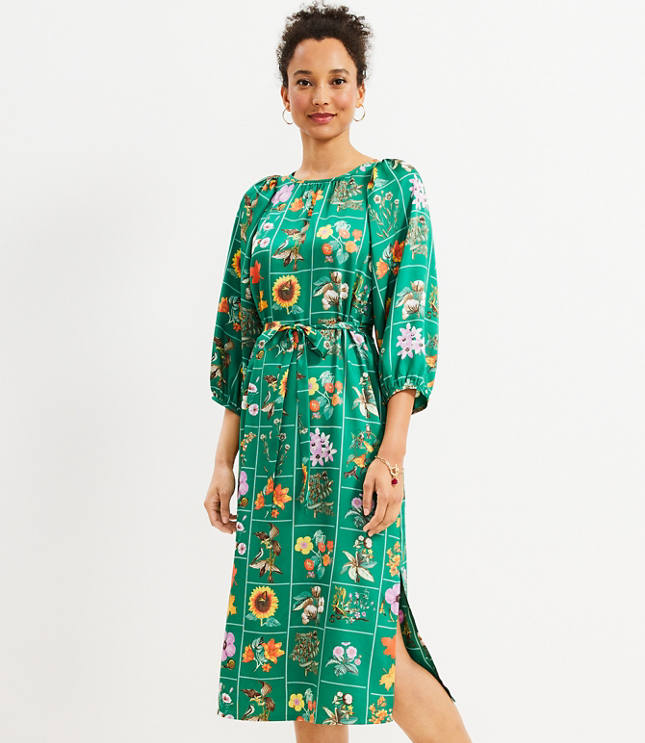 Garden Puff Sleeve Midi Dress