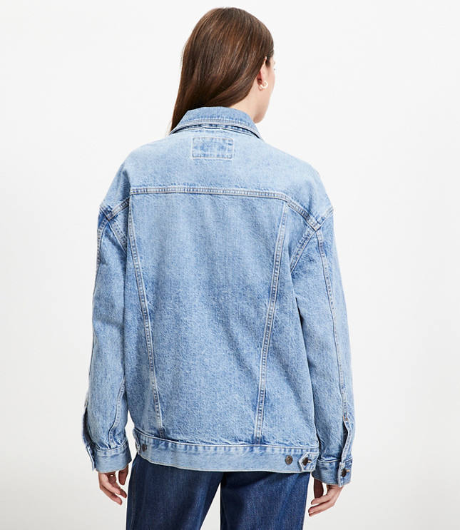 Oversized Denim Trucker Jacket in Light Wash Indigo