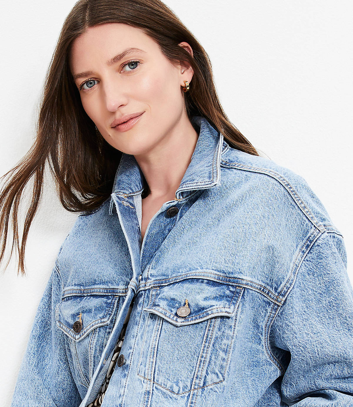 Oversized Denim Trucker Jacket in Light Wash Indigo Oversized Denim Trucker Jacket in Light Wash Indigo