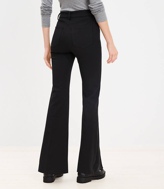 Flared Stretch Pants - Black - Ladies