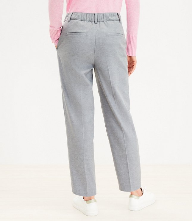 Pleated Pull On Slim Pants in Heathered Brushed Flannel