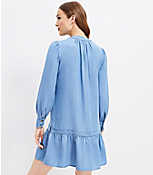 Chambray Tie Neck Flounce Swing Dress carousel Product Image 3