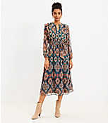 Tapestry Ruffle V-Neck Midi Dress carousel Product Image 1