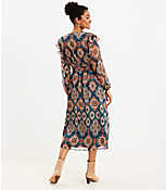 Tapestry Ruffle V-Neck Midi Dress carousel Product Image 3