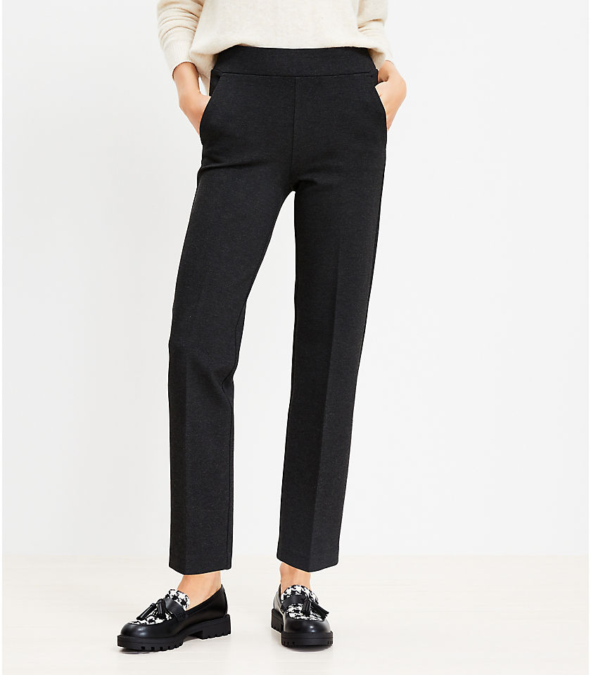 Pull On Straight Pants in Heathered Ponte