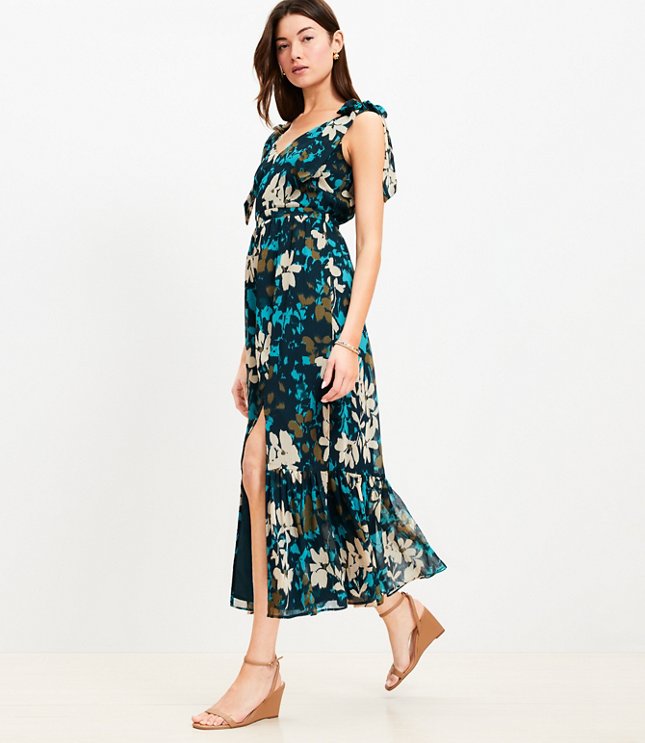 Floral Tie Strap Tiered Maxi Dress