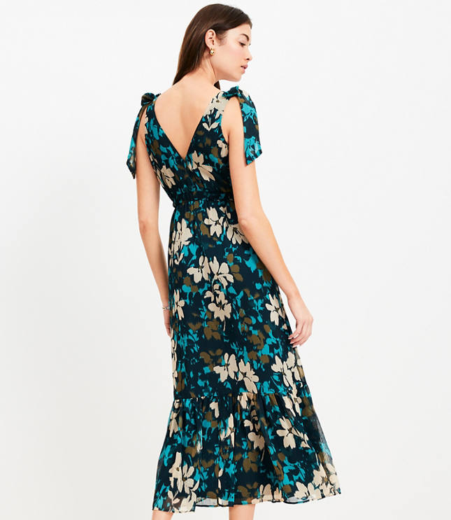 Floral Tie Strap Tiered Maxi Dress image.