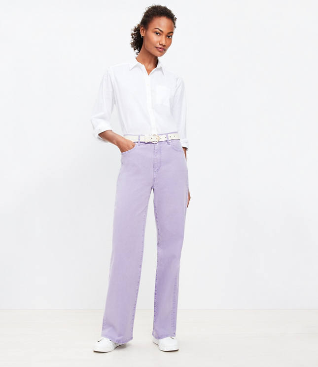 High Rise Wide Leg Jeans in Spring Lavender