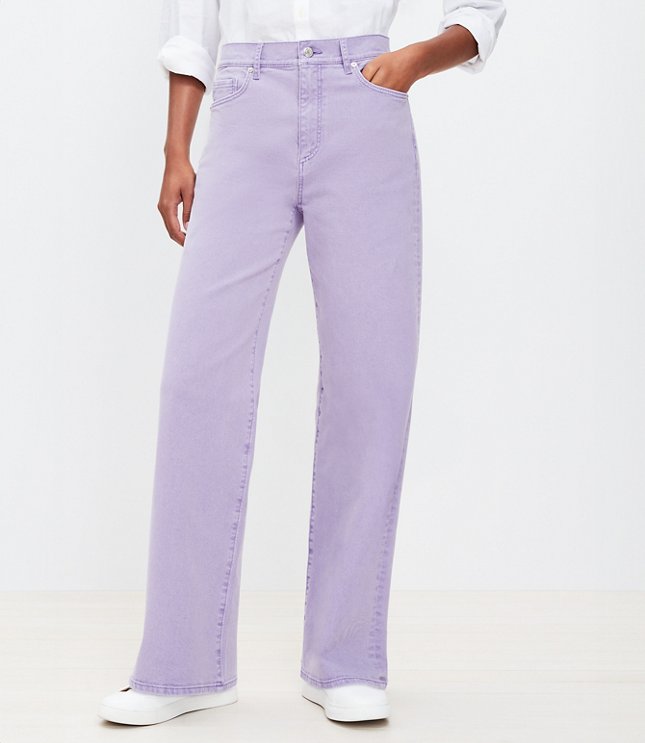 High Rise Wide Leg Jeans in Spring Lavender