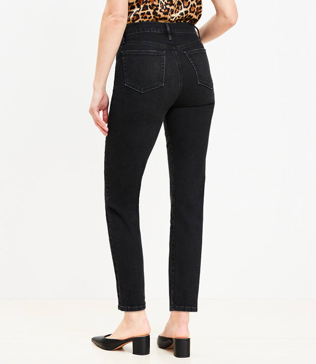 High Rise Slim Jeans in Washed Black
