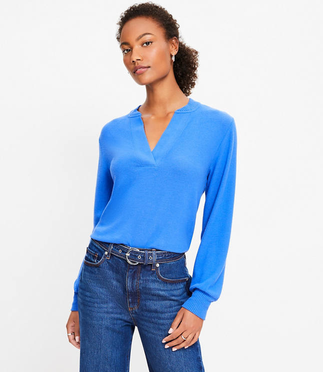 Jersey Split Neck Top