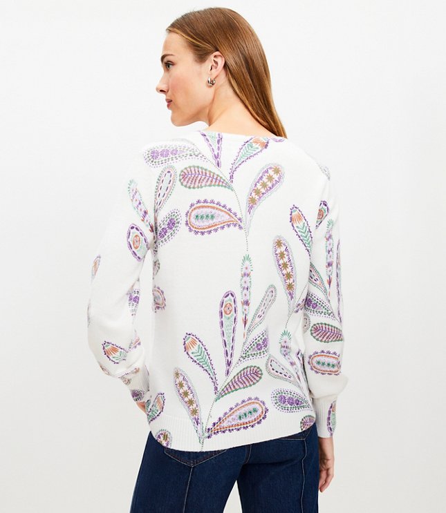 Paisley V-Neck Sweater
