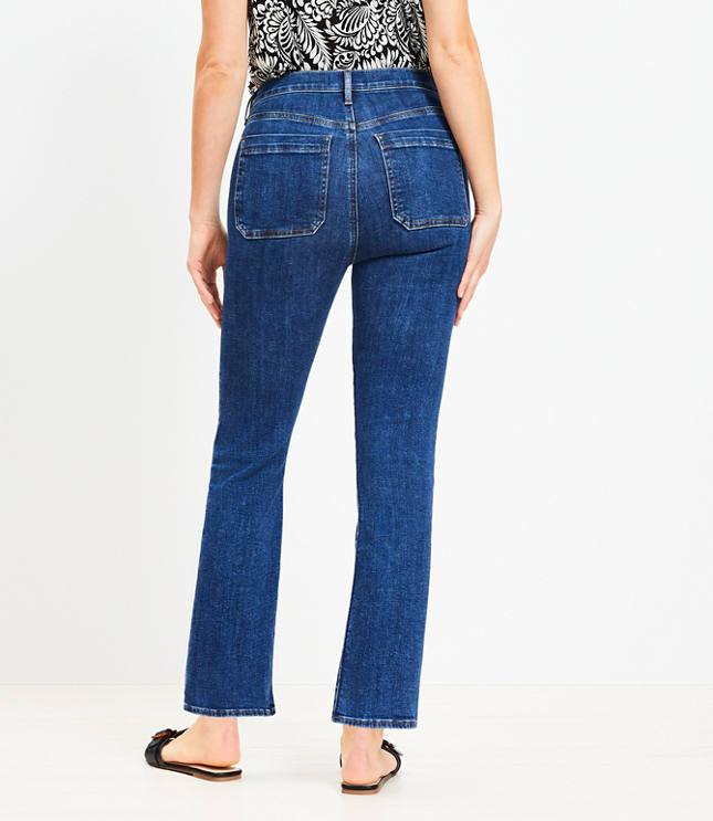 Curvy High Rise Kick Crop Utility Jeans in Dark Rinse Wash