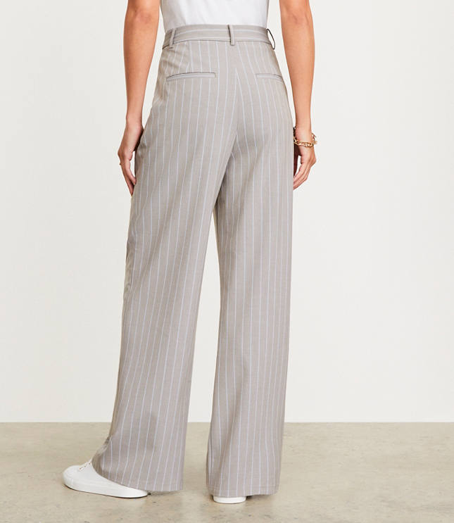 LOFT Versa Seasonless Stretch Double Pleat Wide Leg Pant Stripe