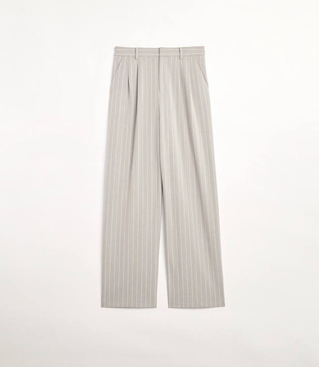 LOFT Versa Seasonless Stretch Double Pleat Wide Leg Pant Stripe