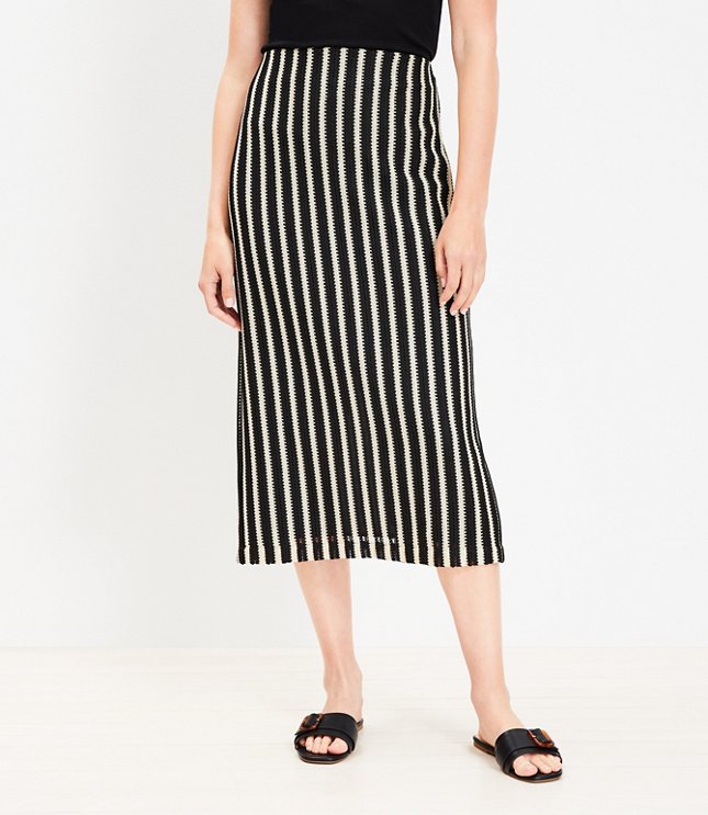 Petite Textured Stripe Midi Skirt