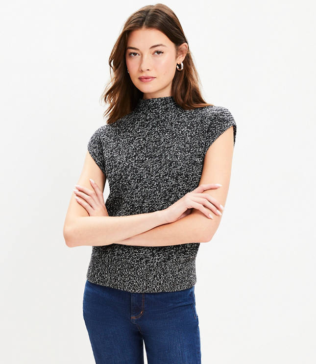 Loft Ribbed Wedge Mock Neck Sweater