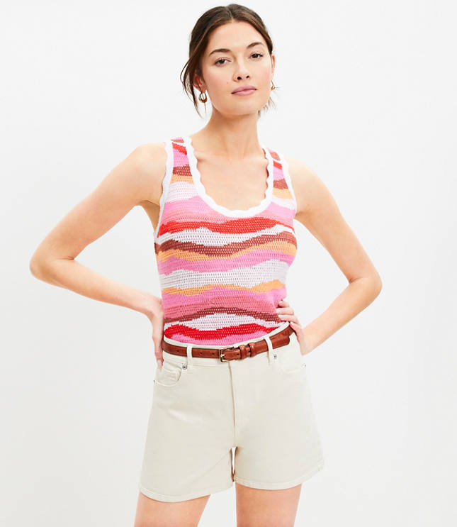 Petite Pleated Shorts in Ribbon Linen Blend