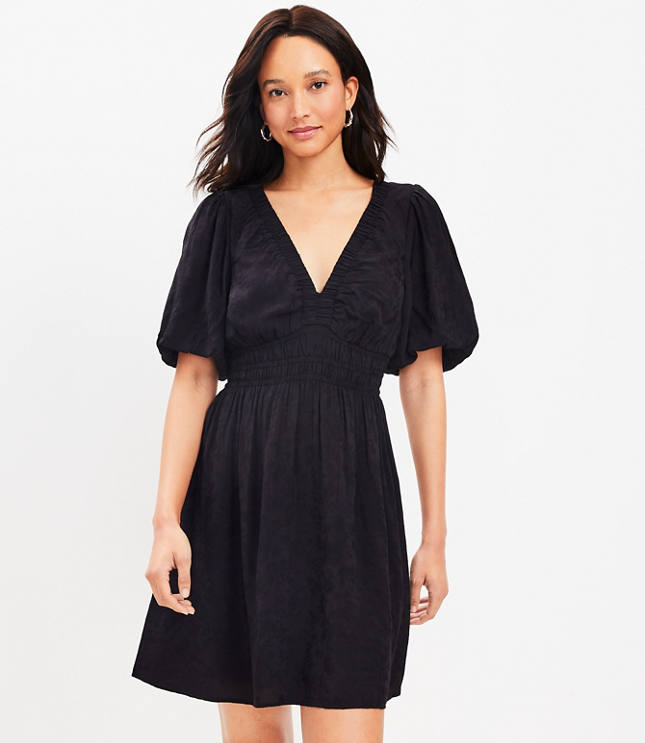 Petite Dot Jacquard Mock Neck Shift Dress