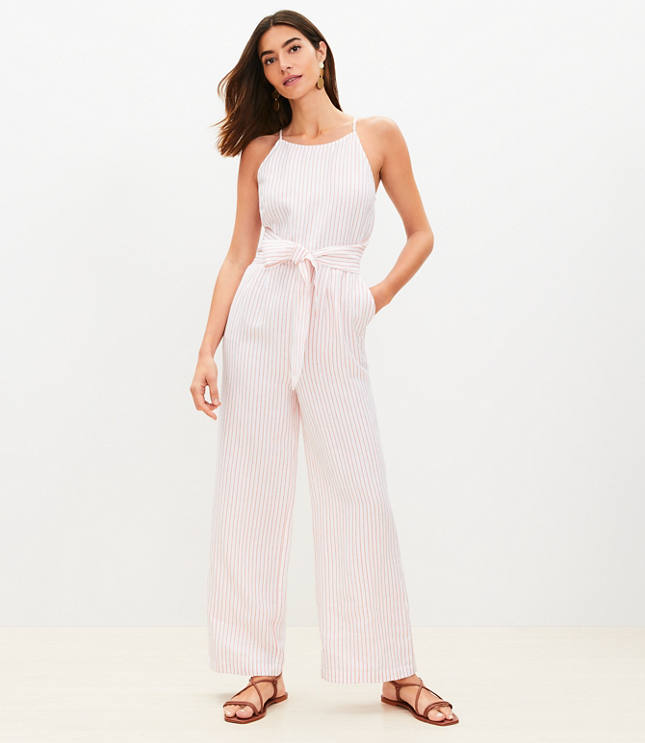 Petite Linen Blend V-Neck Romper