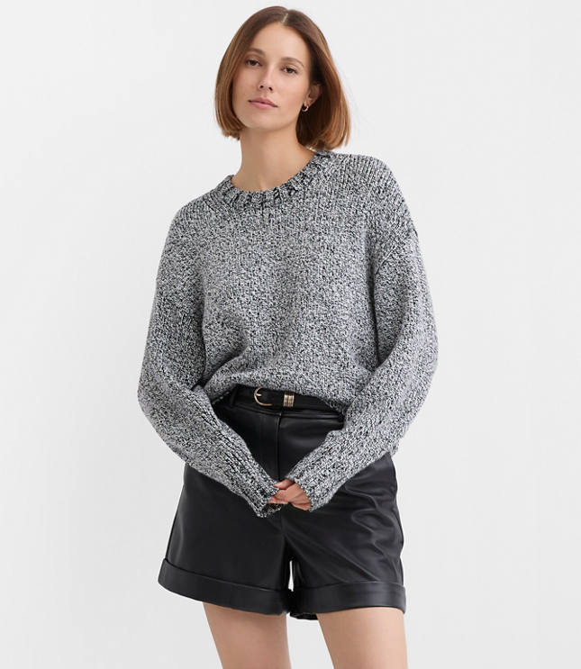 Shimmer Marled Elliptical Hem Sweater