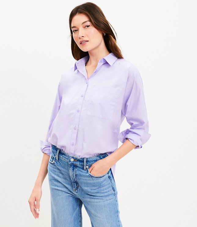 Petite Poplin Oversized Pocket Shirt