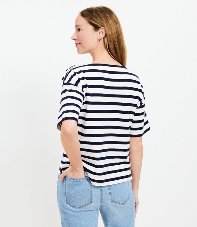 Striped Shoulder Button Harbor Tee