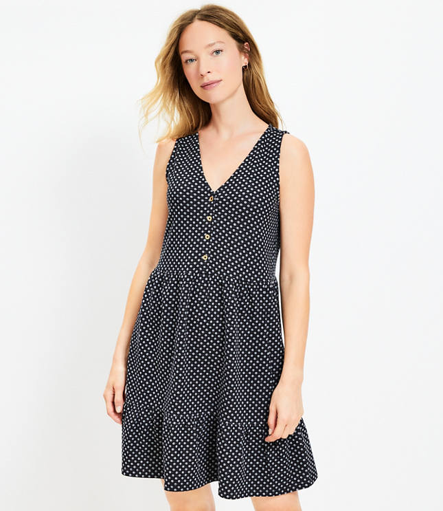 Jacquard Balloon Sleeve V-Neck Dress