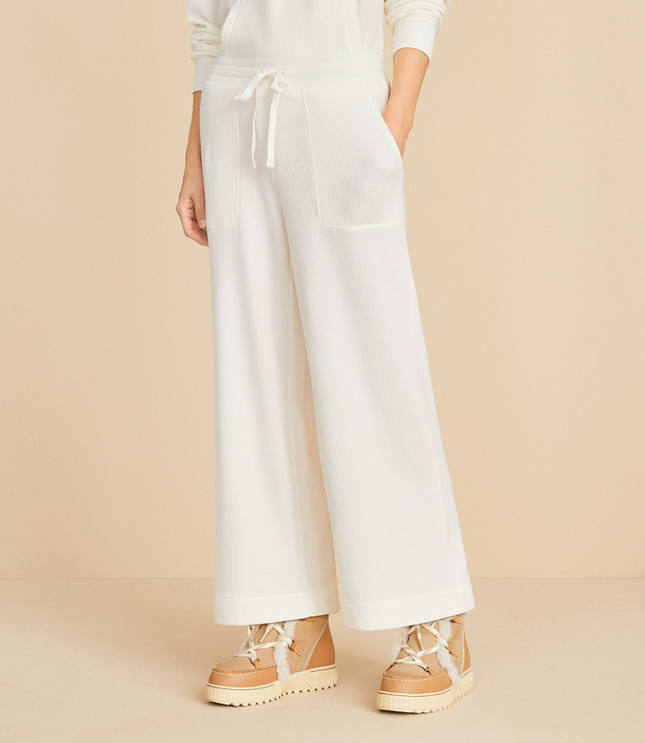 Lou & Grey Brushed Wafflestitch Wide Leg Crop Pants