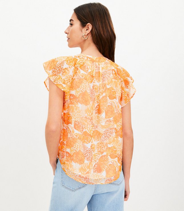 Petite Shell Flutter V-Neck Top