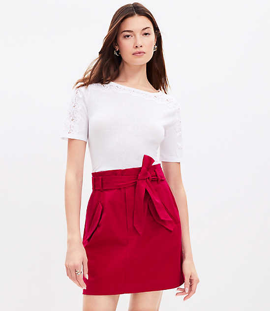 Tie Waist Flap Pocket Skirt