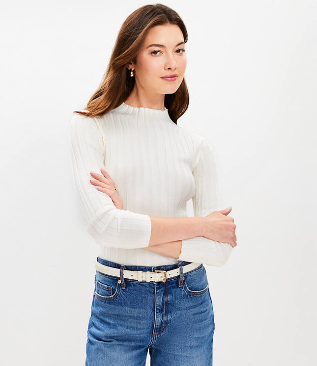 Ribbed Mock Neck Sweater