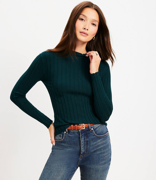 Ribbed Mock Neck Sweater