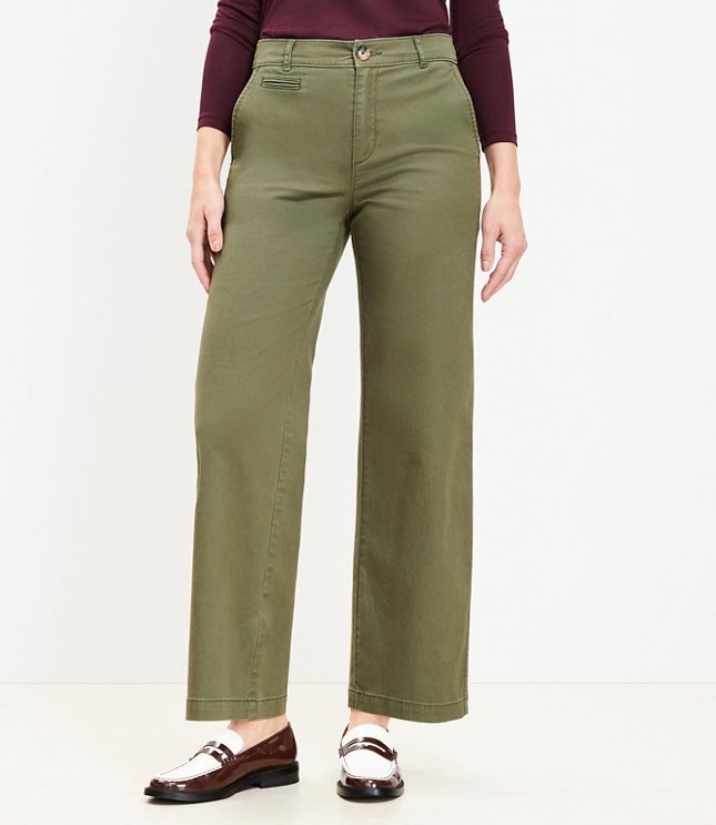 Petite Curvy Monroe Wide Leg Pants - Evening Olive