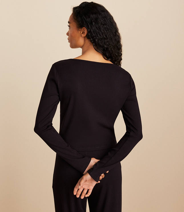 Lou & Grey Ribbed Abbreviated Cardigan