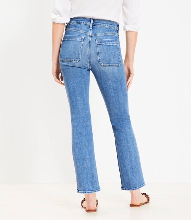 Petite High Rise Kick Crop Utility Jeans in Light Wash carousel Product Image 3