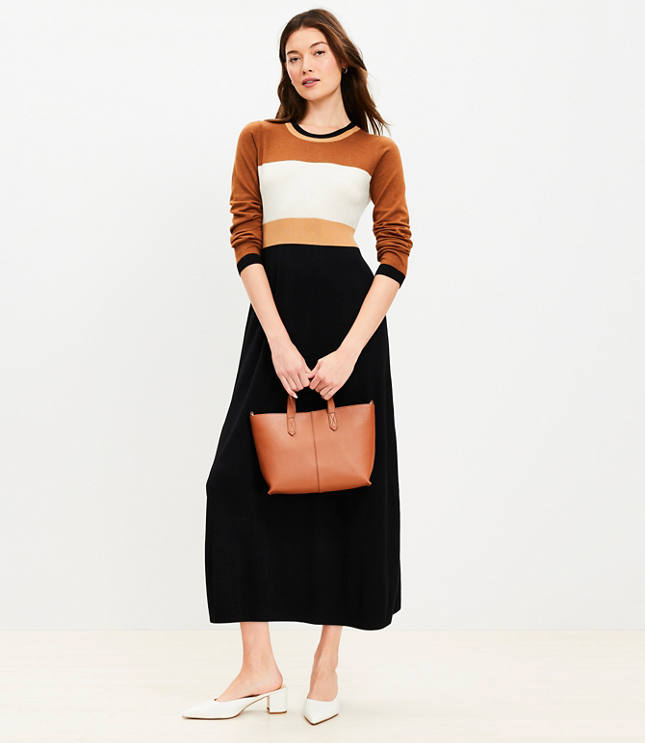 Ribbed Turtleneck Midi Sweater Dress - Pavestone Heather