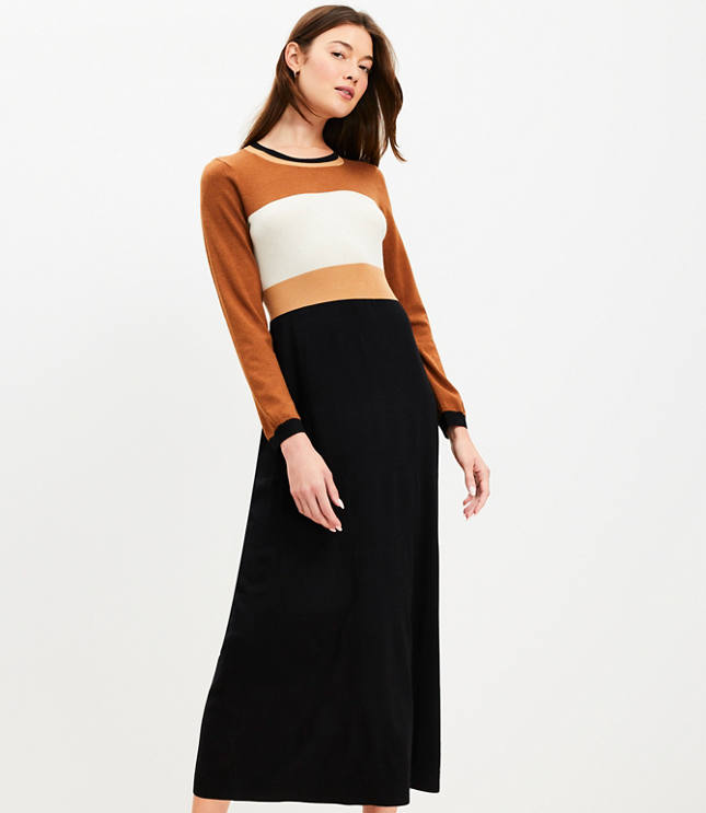 Colorblock Midi Sweater Dress