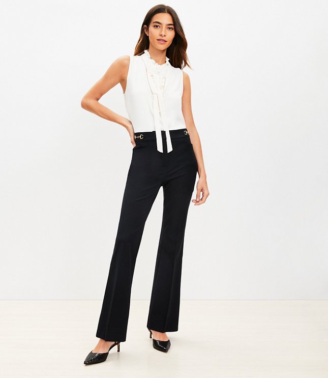 Horsebit Sutton Flare Pants in Bi-Stretch