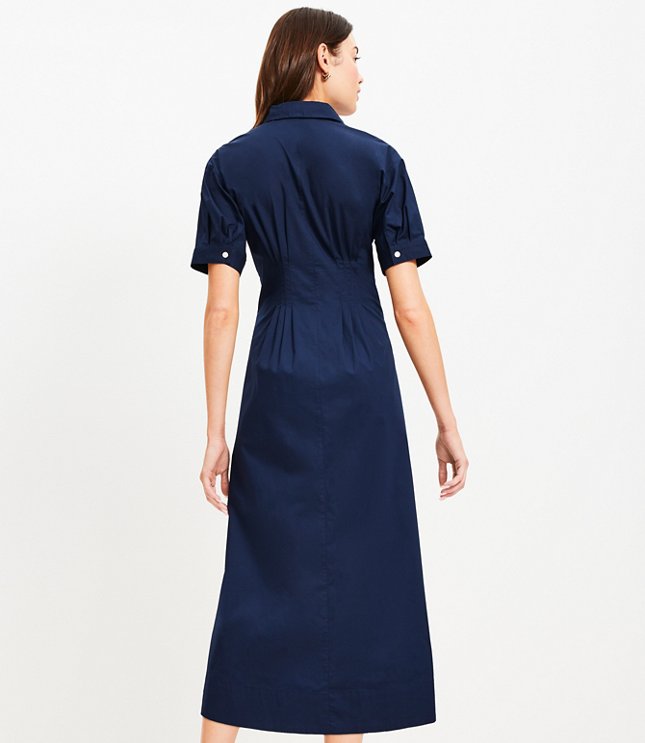 Petite Pleated Bodice Midi Shirtdress