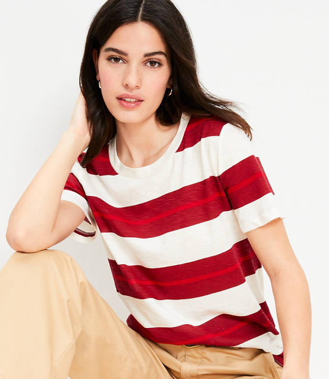 Striped Tie Front Linen Blend Shirt